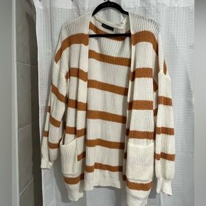 SHEIN White and Brown Knit Sweater